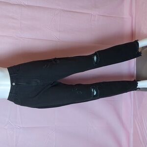 Missguided Thigh Ripped Slim Straight Recycled Jeans  in Black size 8